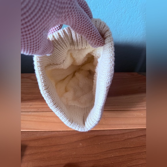 Bluetooth Music Beanie Hat Headphones Knit Winter Cap Cream 9” - Picture 3 of 6